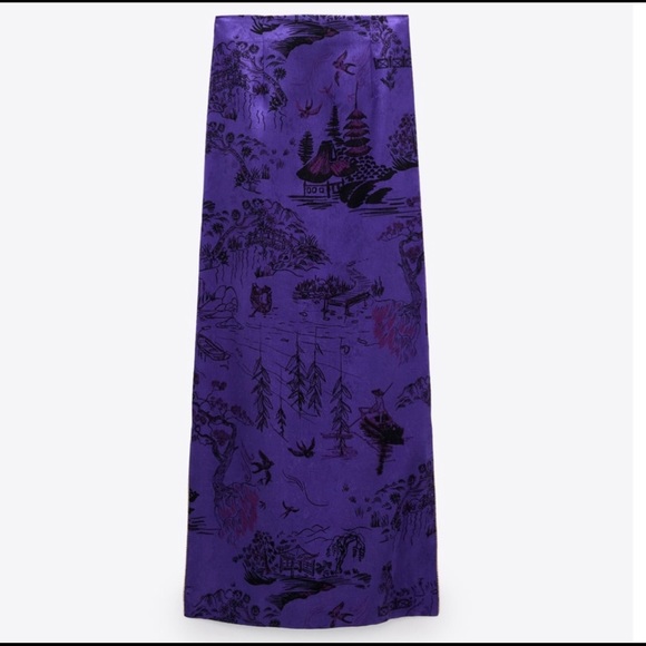 NWT ZARA Piped Printed Pencil Skirt M - Picture 4 of 6